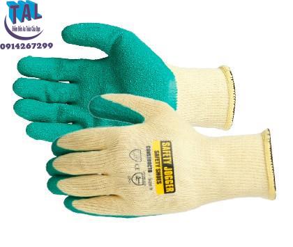 găng tay bảo hộ jogger phủ cao su màu xanh lòng bàn tay